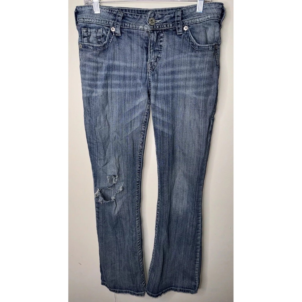 Silver Jeans Co Women's Jeans W30 L32 Suki Bootcut Mid Rise Whiskered Distressed
